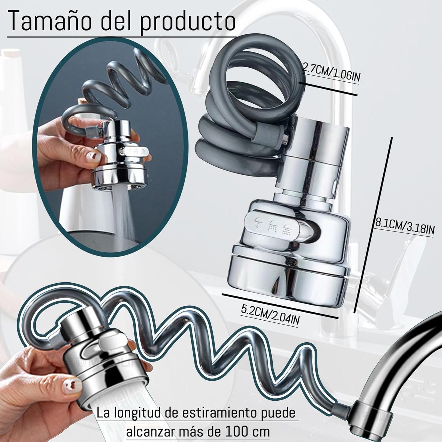 Grifo Ajustable Telescópico 360°